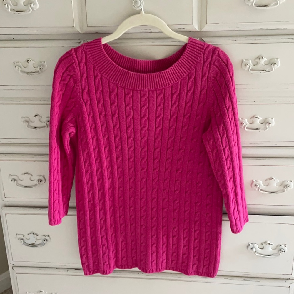 Talbots Pink Cable Knit Sweater Sz M